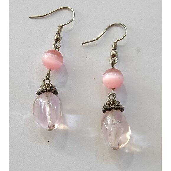Pink Glass Bead Earrings - Picture 1 of 6